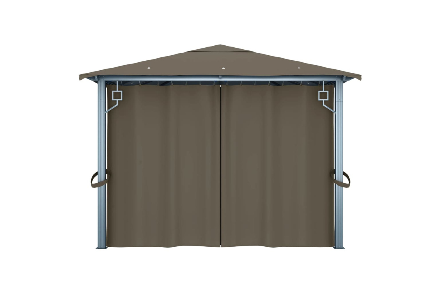 vidaXL 3070337 Gazebo With Curtain&led String Lights 4x3 M Taupe Aluminium