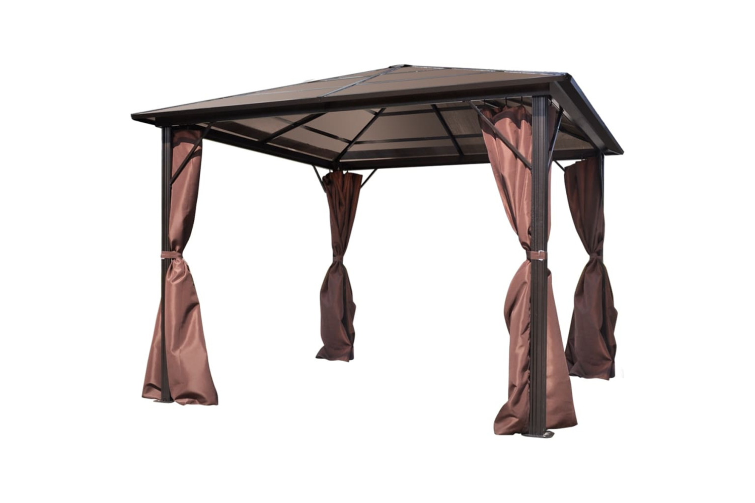 vidaXL 41625 Gazebo With Curtain Brown Aluminium 300 X 300cm