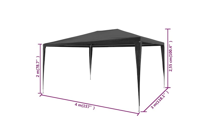 Vidaxl 45087 Party Tent 3x4 M Pe Anthracite