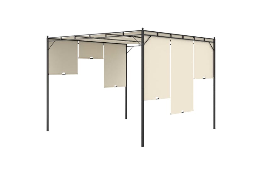 Vidaxl 47993 Garden Gazebo With Side Curtain 3x3x2.25m Cream