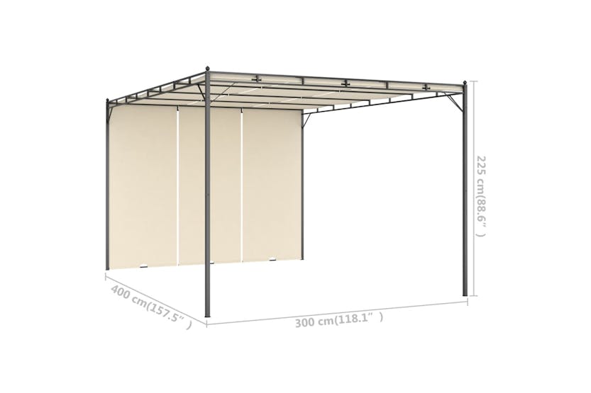 Vidaxl 47994 Garden Gazebo With Side Curtain 4x3x2.25 M Cream