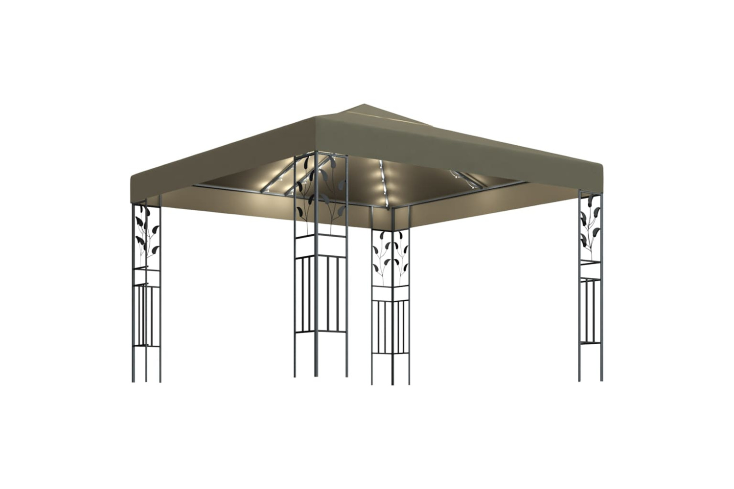 Vidaxl 3070312 Gazebo With Led String Lights 3x3 M Taupe