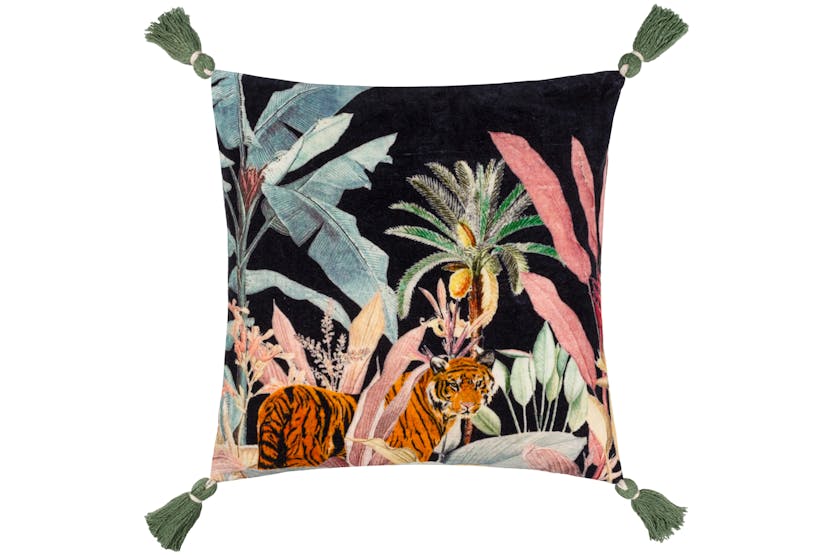 Midnight Jungle Feather Cushion | Noir | 50 x 50 cm