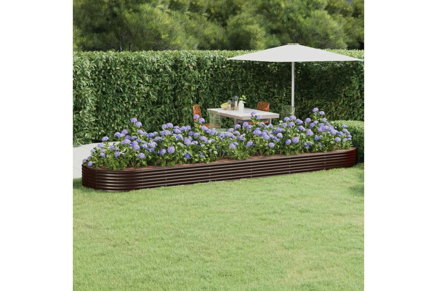 Vidaxl 319045 Garden Raised Bed Powder-coated Steel 523x140x36 Cm Brown