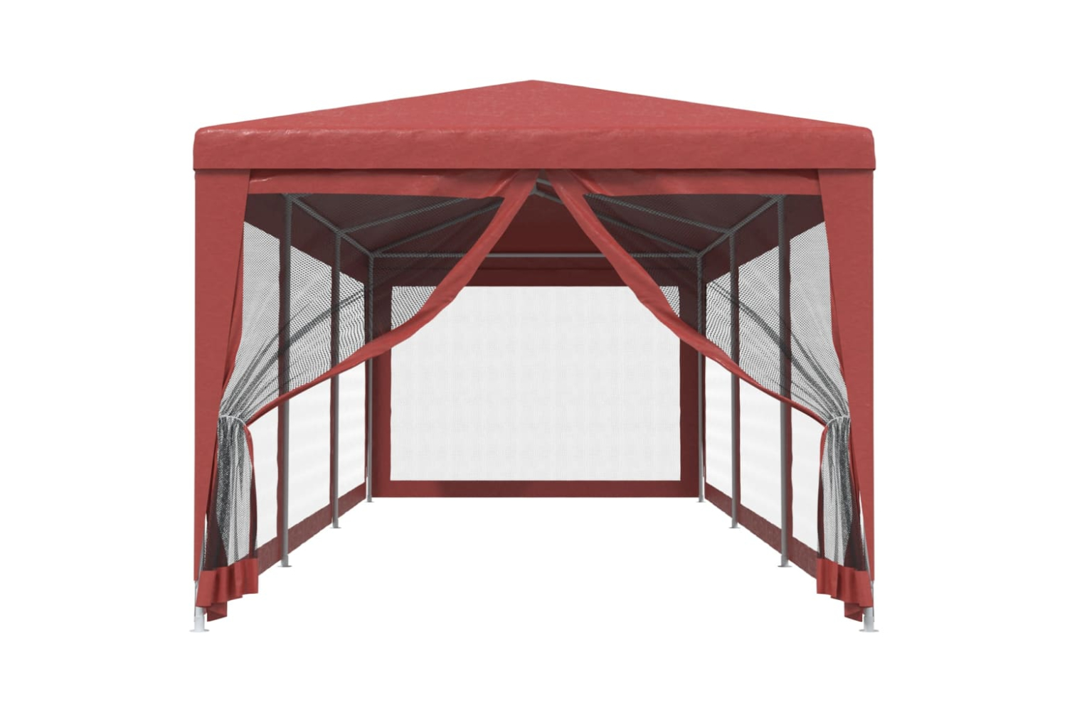 vidaXL 319245 Party Tent With 8 Mesh Sidewalls Red 3x9 M Hdpe