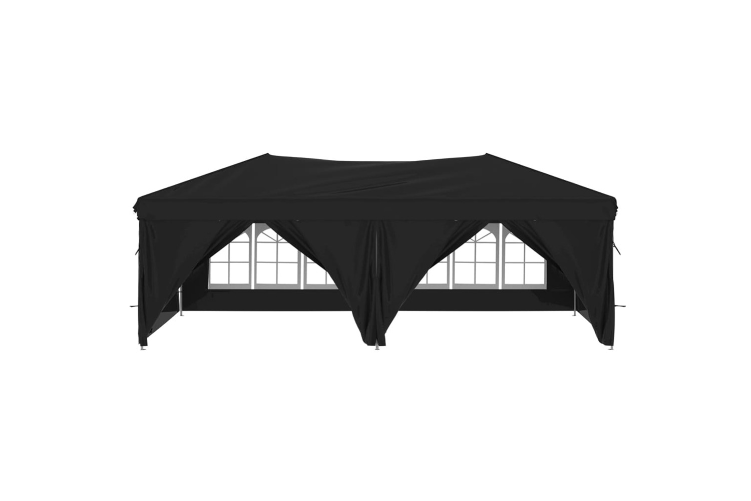 vidaXL 93546 Folding Party Tent With Sidewalls Black 3x6 M