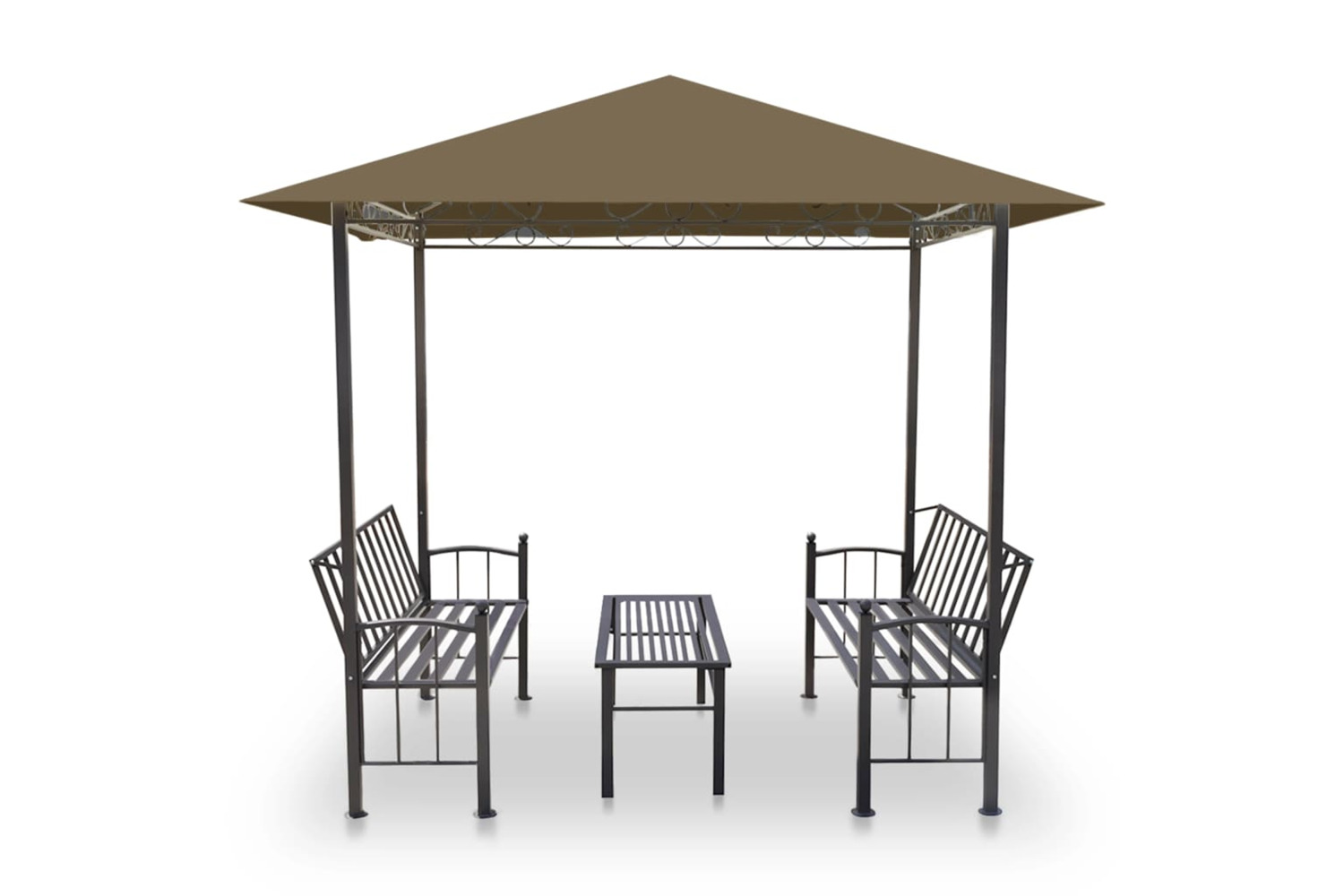 vidaXL 312222 Garden Pavilion With Table And Benches 2.5x1.5x2.4 M Taupe 180 G/m²