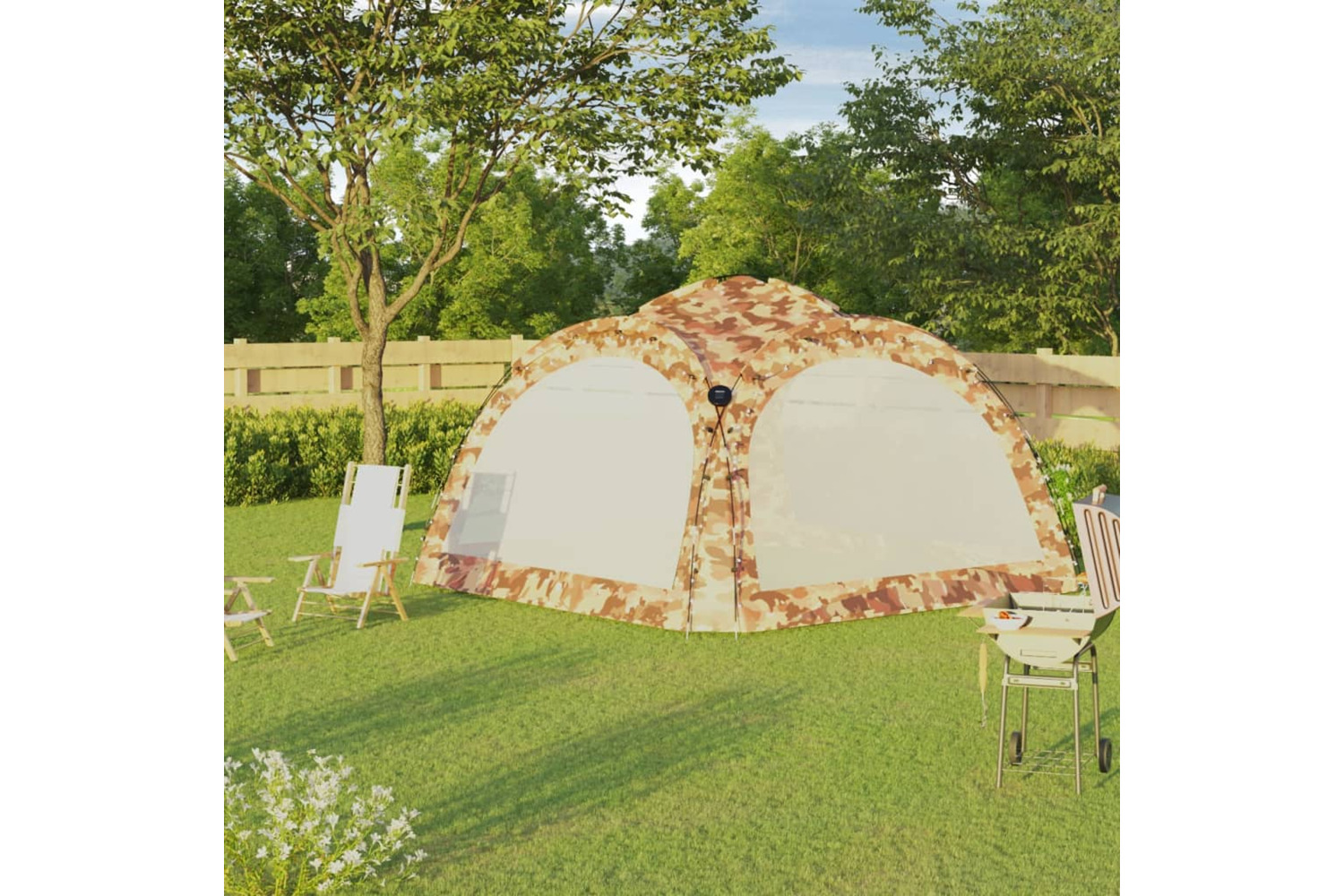 vidaXL 93078 Party Tent With Led And 4 Sidewalls 3.6x3.6x2.3 M Camouflage
