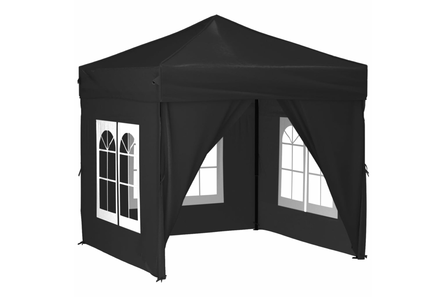 vidaXL 93504 Folding Party Tent With Sidewalls Black 2x2 M