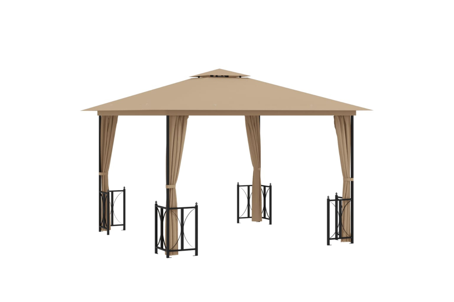 vidaXL 318542 Gazebo With Sidewalls&double Roofs 3x3 M Taupe