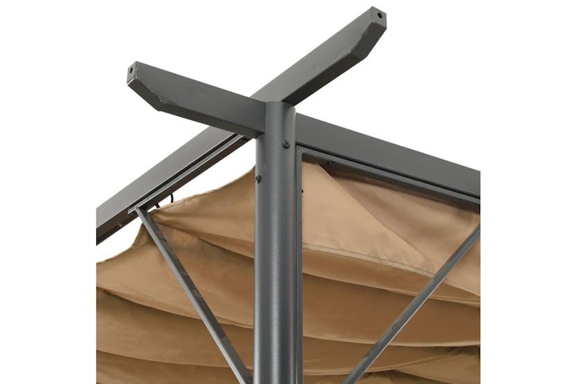 Vidaxl 312227 Pergola With Retractable Roof Taupe 3x3 M Steel 180 G/mâ²