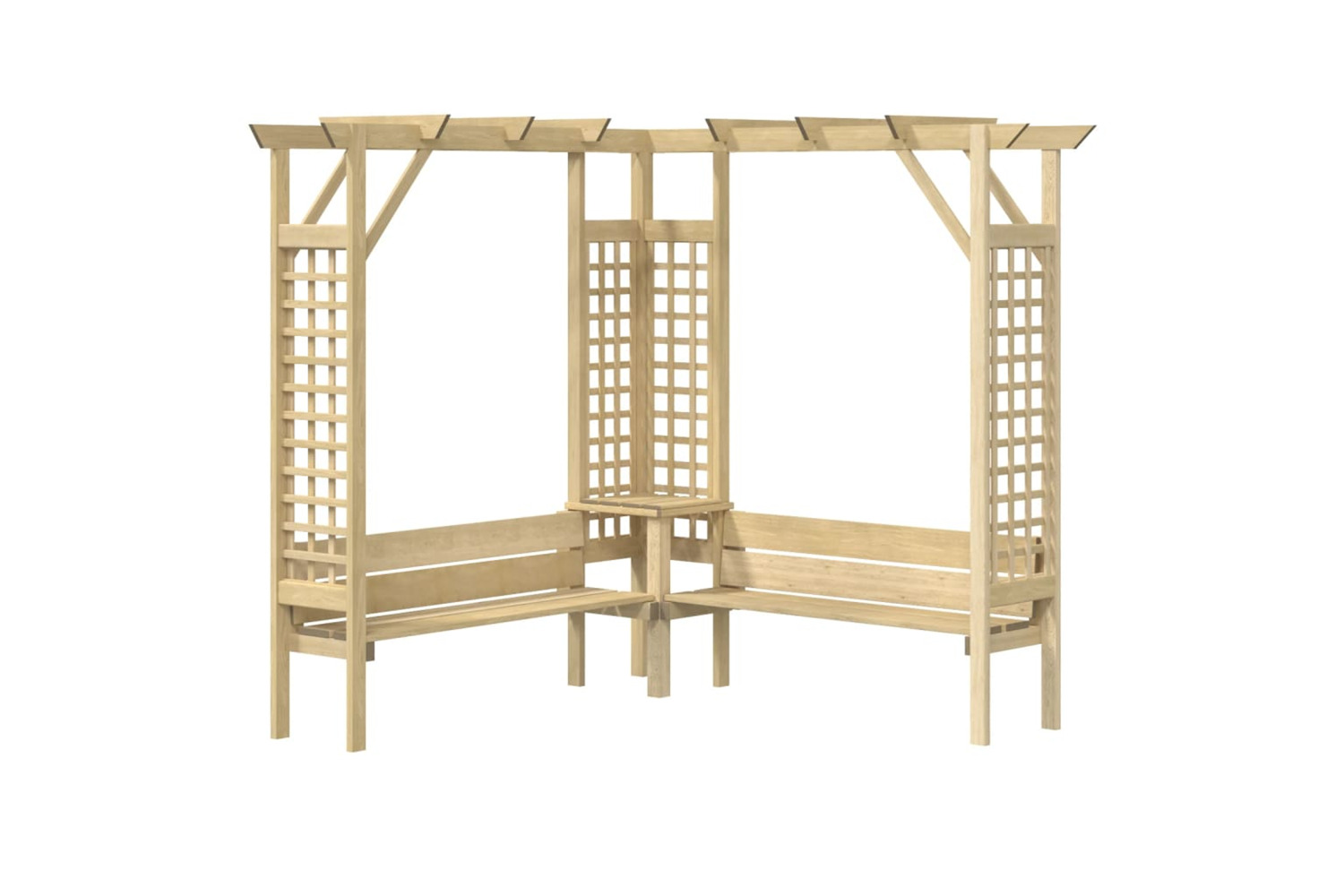 vidaXL 44950 Corner Pergola With Bench Impregnated Pinewood