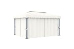 Vidaxl 3070353 Gazebo With Curtain&led String Lights 4x3 M Cream White