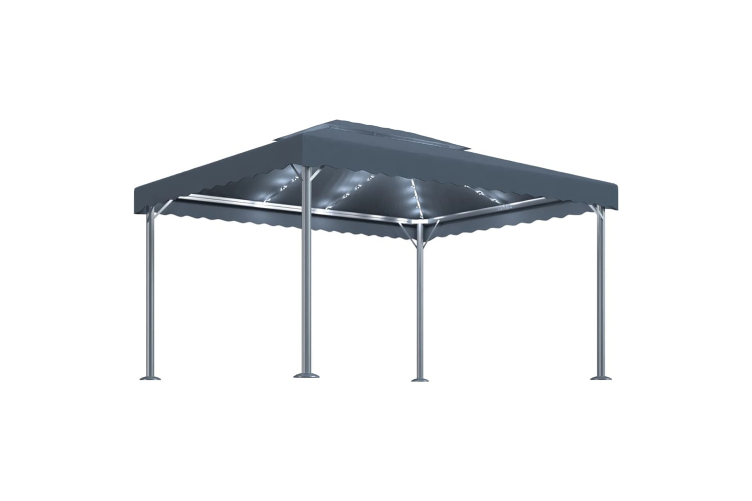 Vidaxl 3070352 Gazebo With Led String Lights 400x300 Cm Anthracite Aluminium