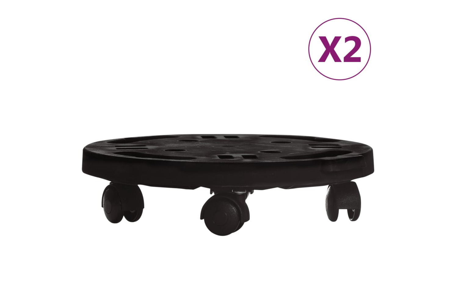 Vidaxl Plant Trolleys With Wheels 2 Pcs Diameter 30 Cm Black 170 Kg