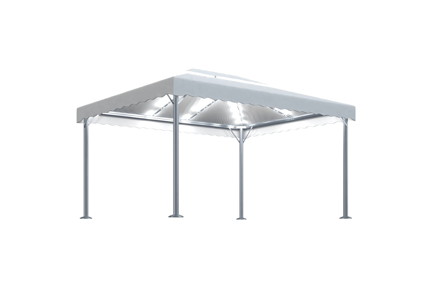 Vidaxl 3070351 Gazebo With Led String Lights 400x300 Cm Cream Aluminium