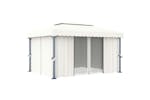 Vidaxl 3070353 Gazebo With Curtain&led String Lights 4x3 M Cream White