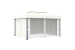 Vidaxl 3070353 Gazebo With Curtain&led String Lights 4x3 M Cream White