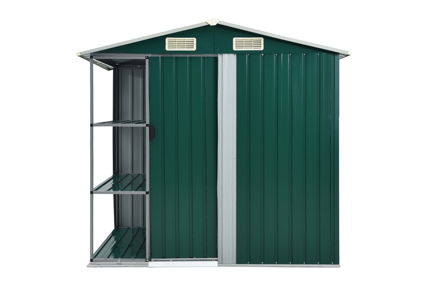 vidaXL 47104 Garden Shed With Rack Green 205x130x183cm Iron