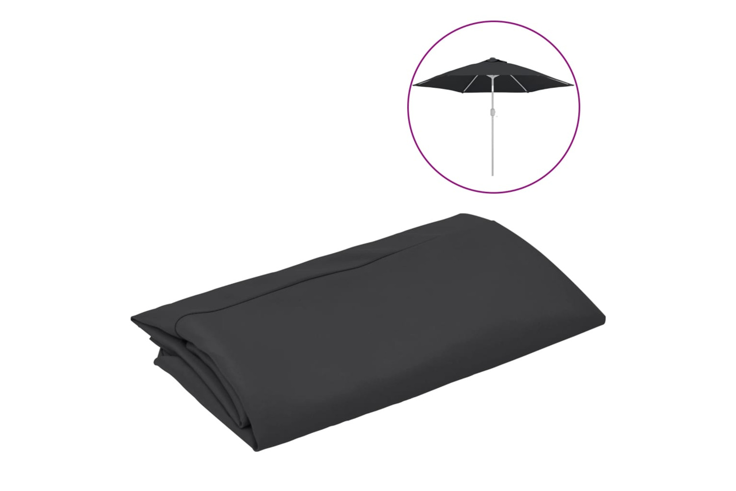 vidaXL 313798 Replacement Fabric For Outdoor Parasol Black 300cm