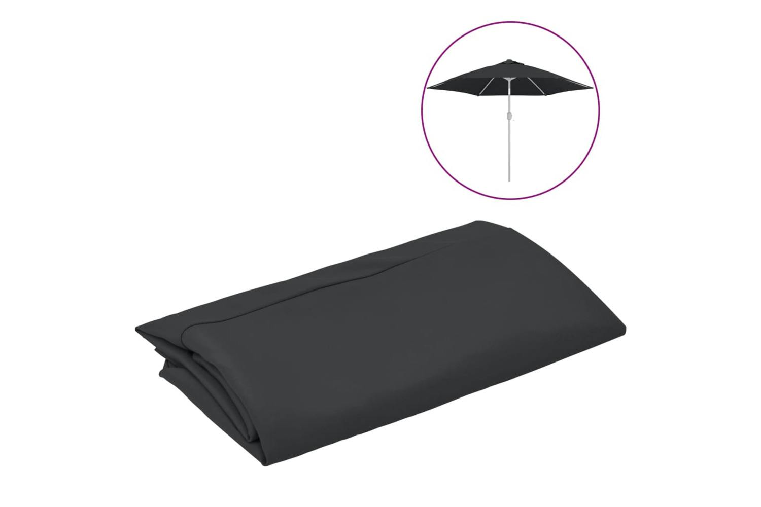 Vidaxl 313798 Replacement Fabric For Outdoor Parasol Black 300 Cm