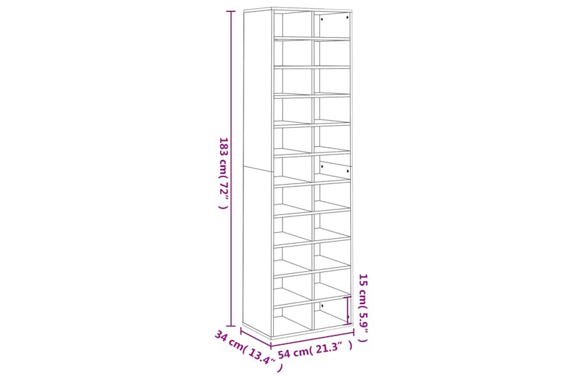 Vidaxl 800369 Shoe Cabinet White 54x34x183 Cm Engineered Wood