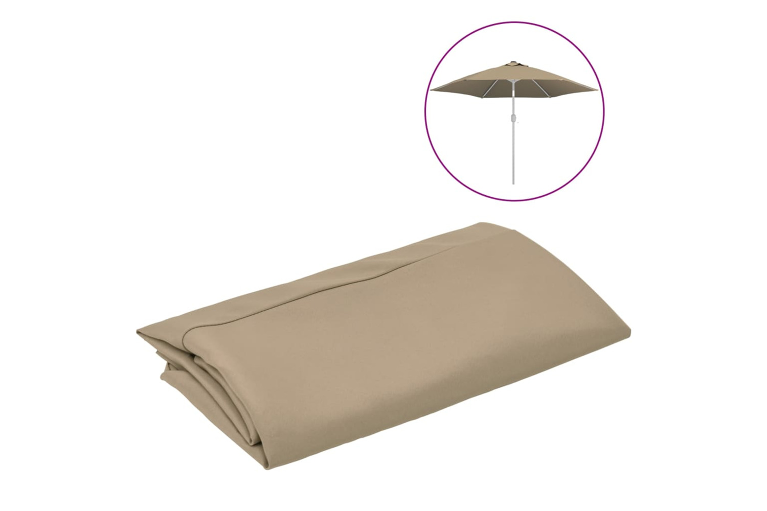 vidaXL 313797 Replacement Fabric For Outdoor Parasol Taupe 300cm