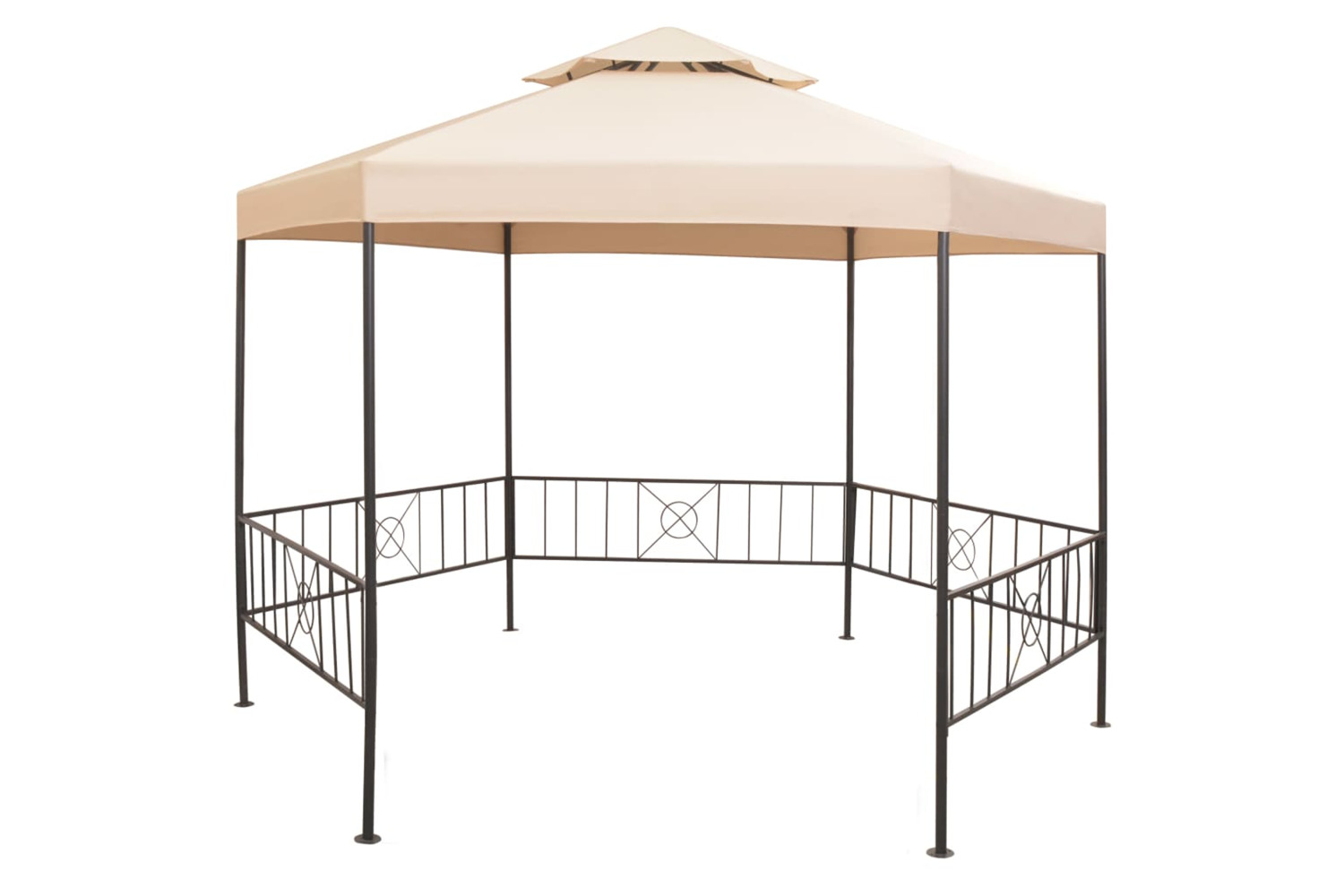 vidaXL 43165 Garden Marquee Gazebo Pavilion Tent Hexagonal Beige 323x265cm