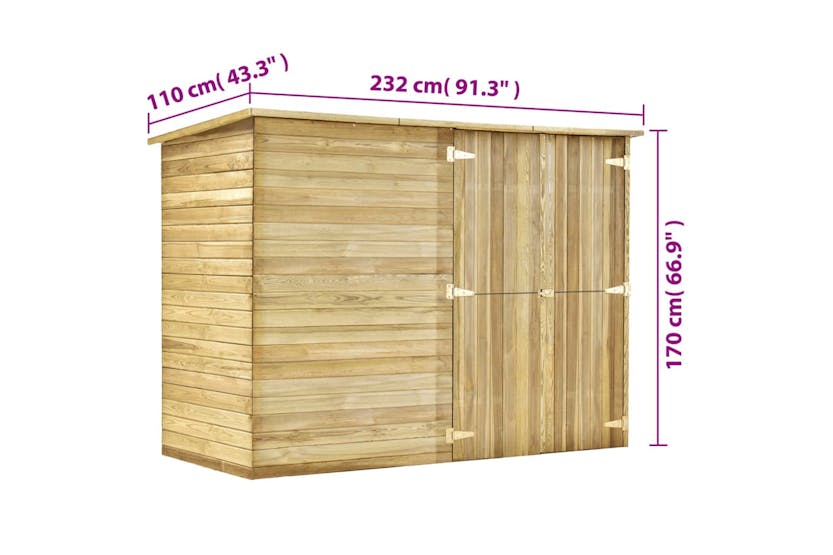 Vidaxl 46363 Garden Shed House 232x110x170 Cm Impregnated Pinewood