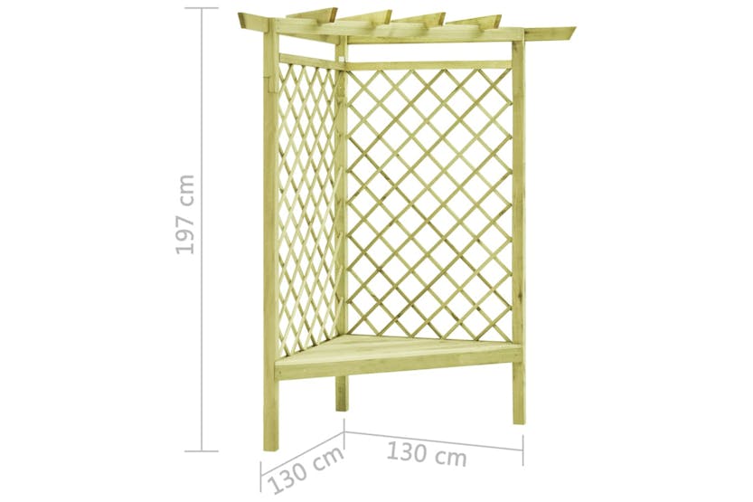 Vidaxl 49029 Corner Pergola With Seat 130x130x197 Cm Impregnated Pinewood