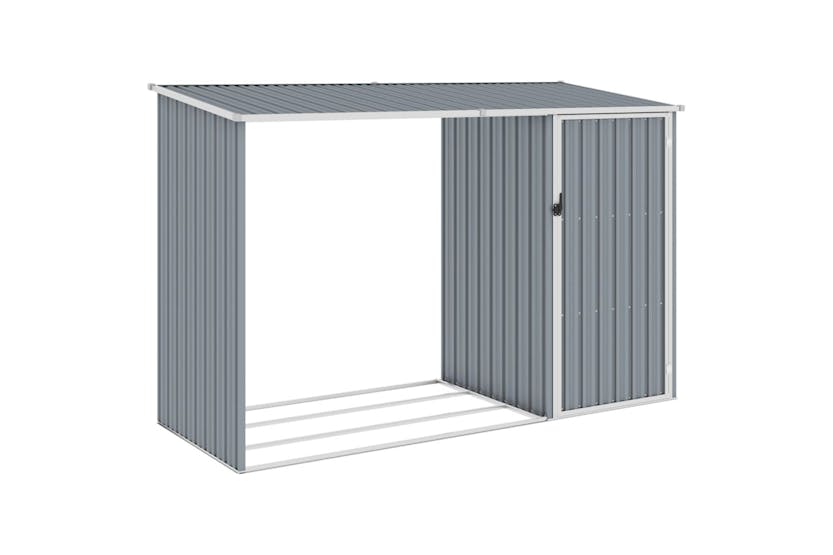 Vidaxl 46294 Garden Firewood Shed Grey 245x98x159 Cm Galvanised Steel