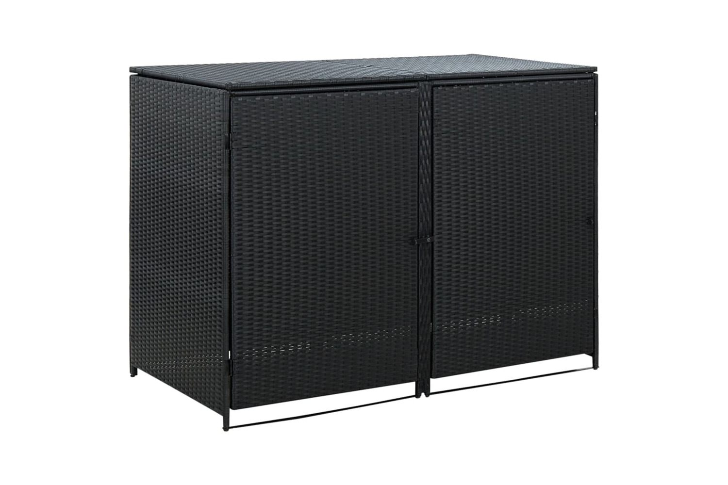 vidaXL 43887 Double Wheelie Bin Shed Poly Rattan Black 148x80x111cm