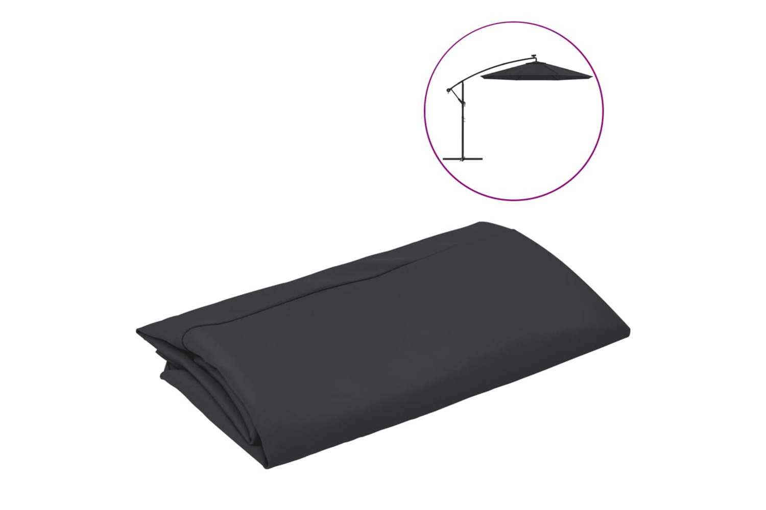 vidaXL 313818 Replacement Fabric For Cantilever Umbrella Black 350cm