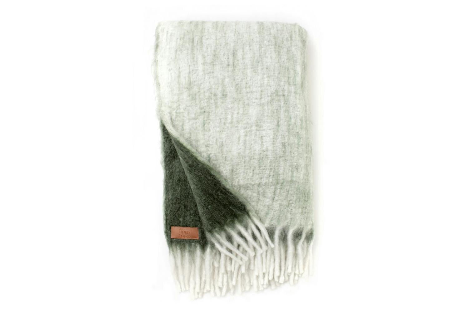 Soft Wool Mix Blanket | Green White | 120 x 180 cm