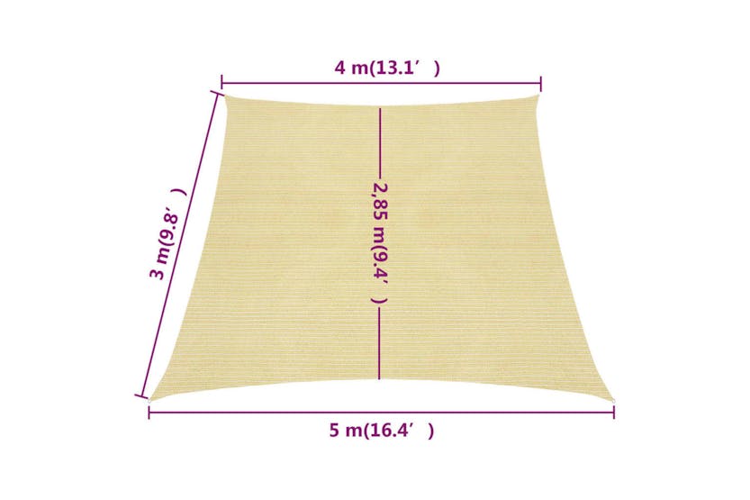 Vidaxl 311160 Sunshade Sail 160 G/mâ² Beige 4/5x3 M Hdpe