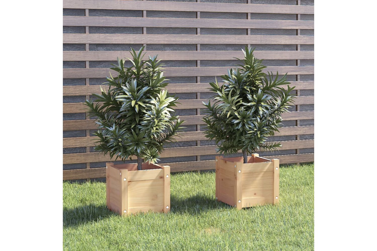 vidaXL 810523 Garden Planters 2 Pcs 31x31x31cm Solid Pinewood