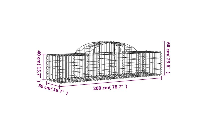 Vidaxl 3146265 Arched Gabion Baskets 10 Pcs 200x50x40/60 Cm Galvanised Iron