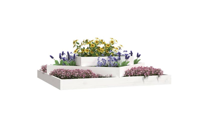 Vidaxl 823886 Planter White 112x112x27 Cm Solid Wood Pine