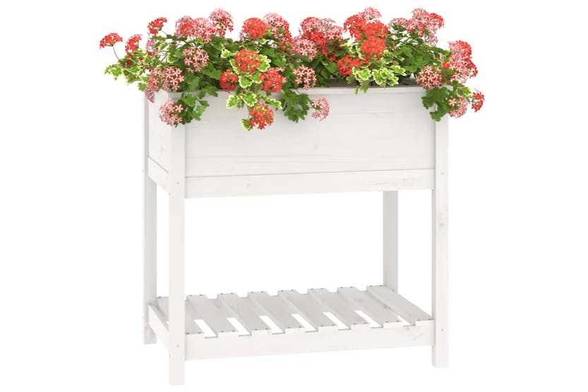 Vidaxl 823781 Planter With Shelf White 82.5x54x81 Cm Solid Wood Pine