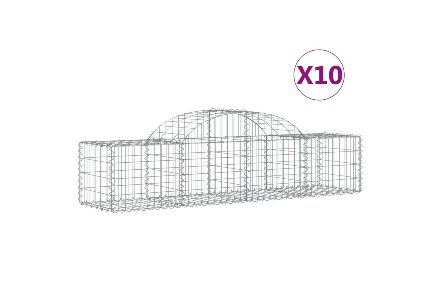 vidaXL 3146265 Arched Gabion Baskets 10 Pcs 200x50x40/60cm Galvanised Iron
