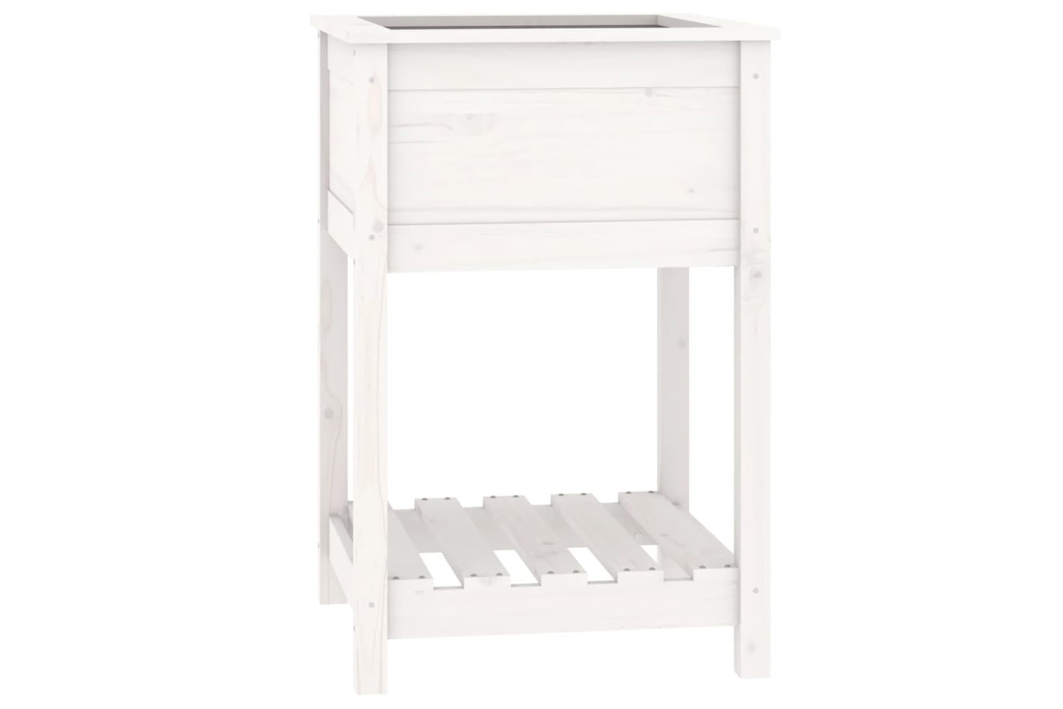 vidaXL 823774 Planter With Shelf White 54x54x81cm Solid Wood Pine