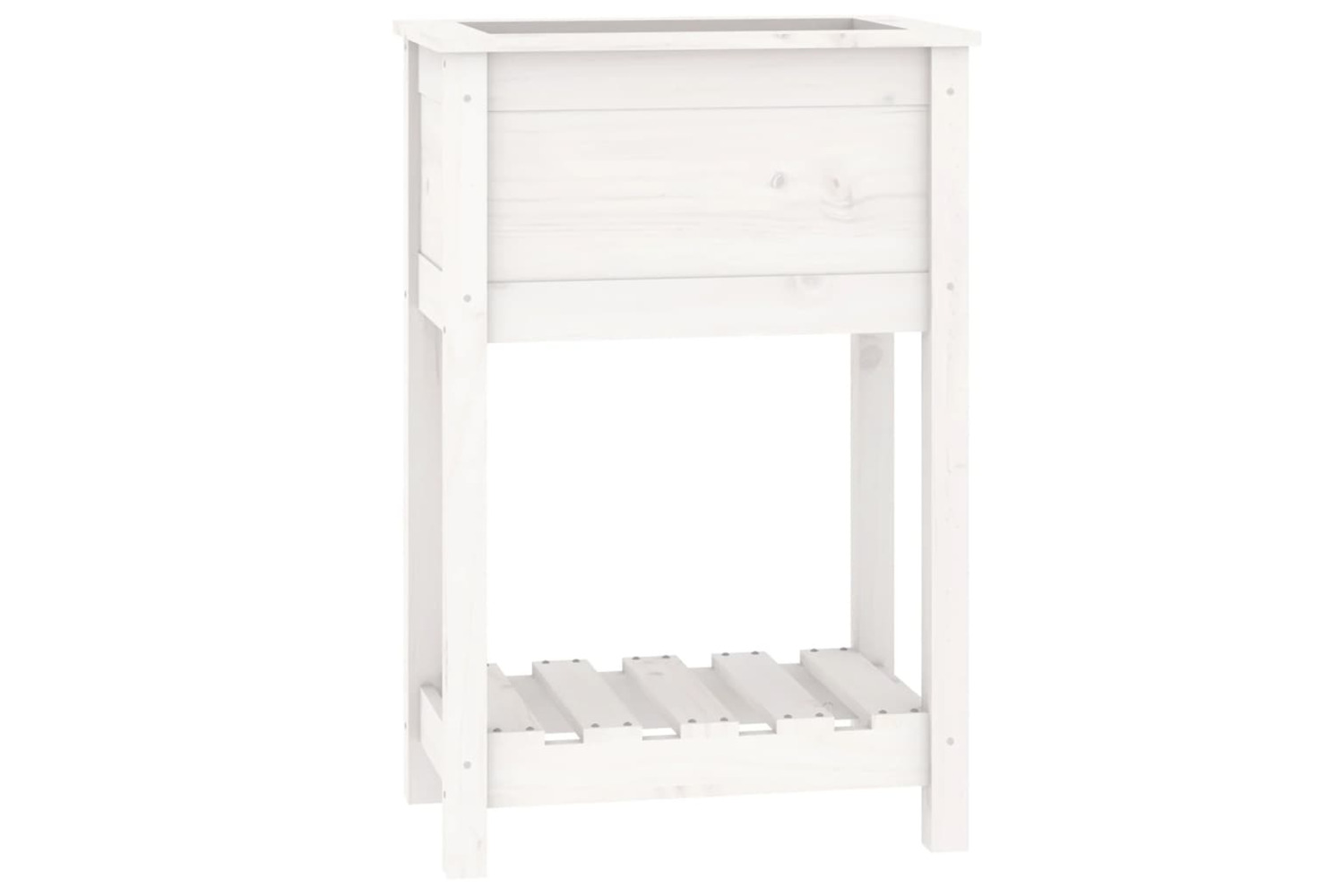 vidaXL 823753 Planter With Shelf White 54x34.5x81cm Solid Wood Pine