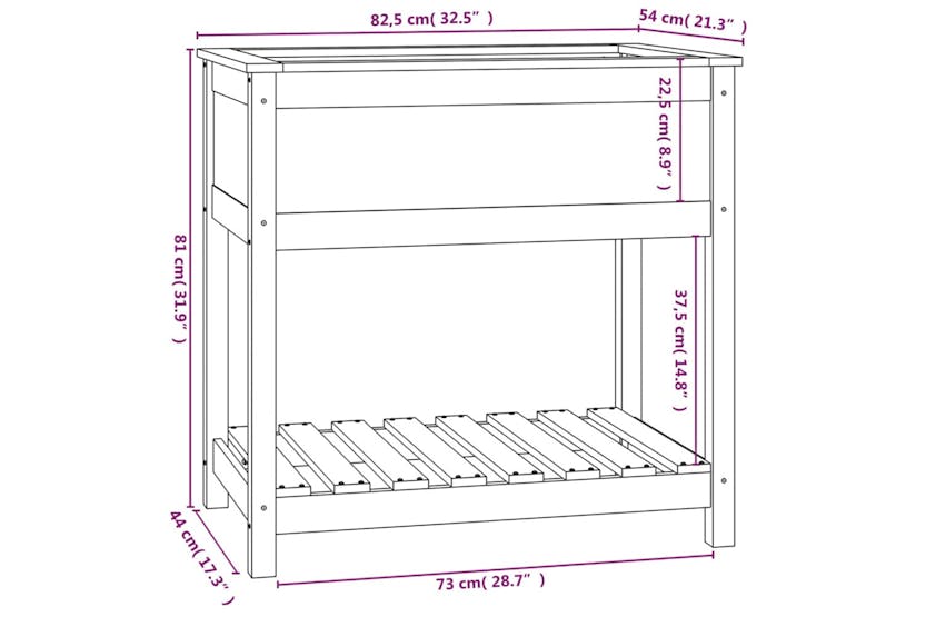 Vidaxl 823780 Planter With Shelf 82.5x54x81 Cm Solid Wood Pine