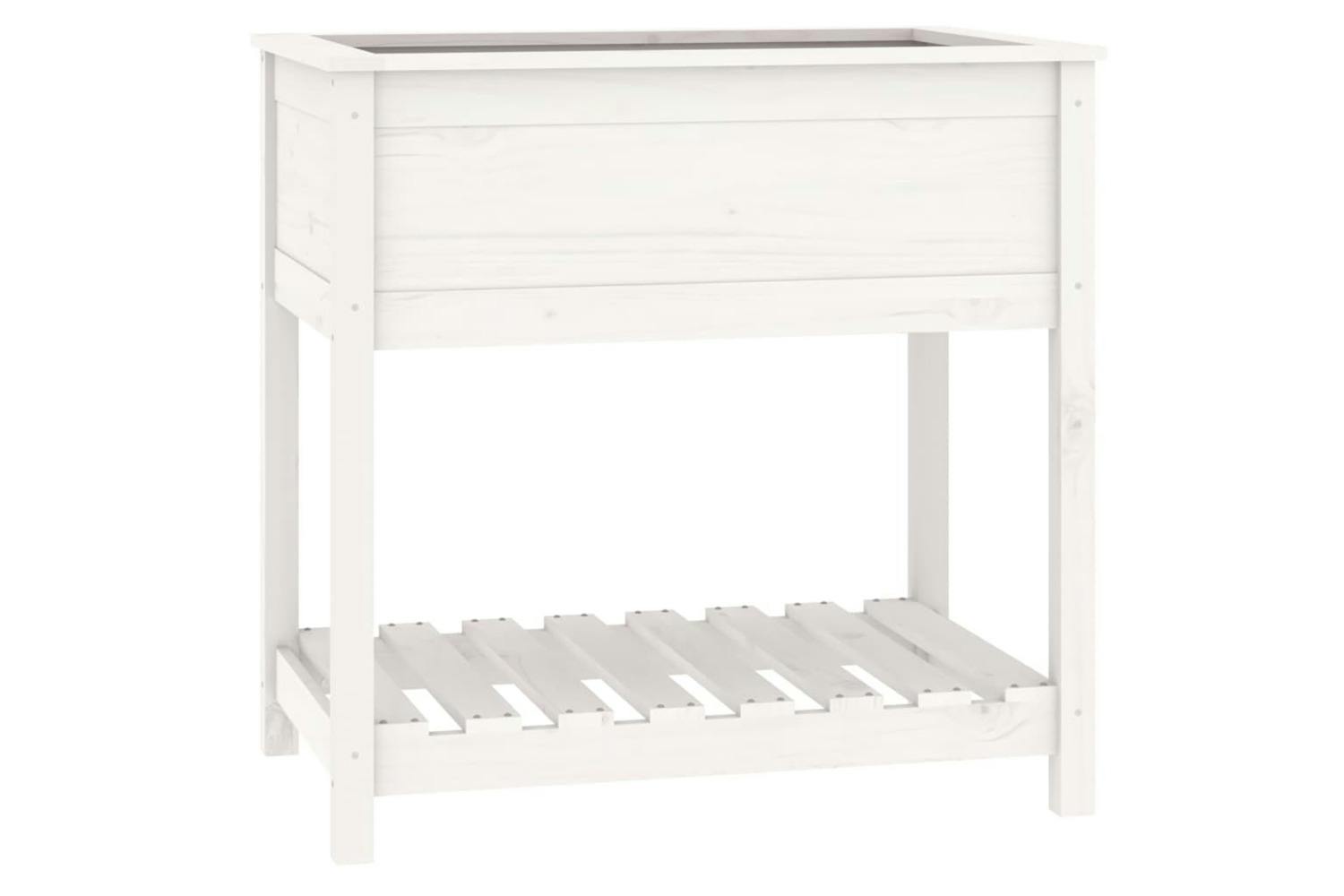 Vidaxl 823781 Planter With Shelf White 82.5x54x81 Cm Solid Wood Pine