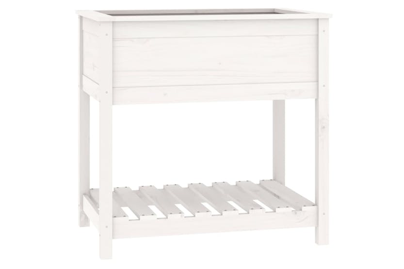 Vidaxl 823781 Planter With Shelf White 82.5x54x81 Cm Solid Wood Pine