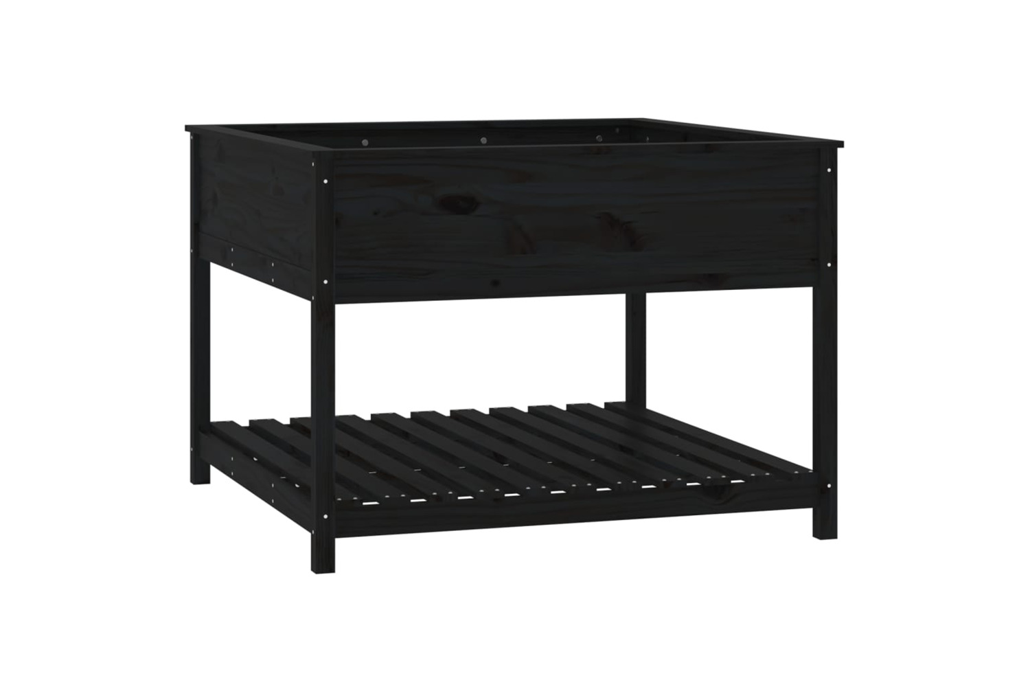 vidaXL 823805 Planter With Shelf Black 111.5x111.5x81cm Solid Wood Pine