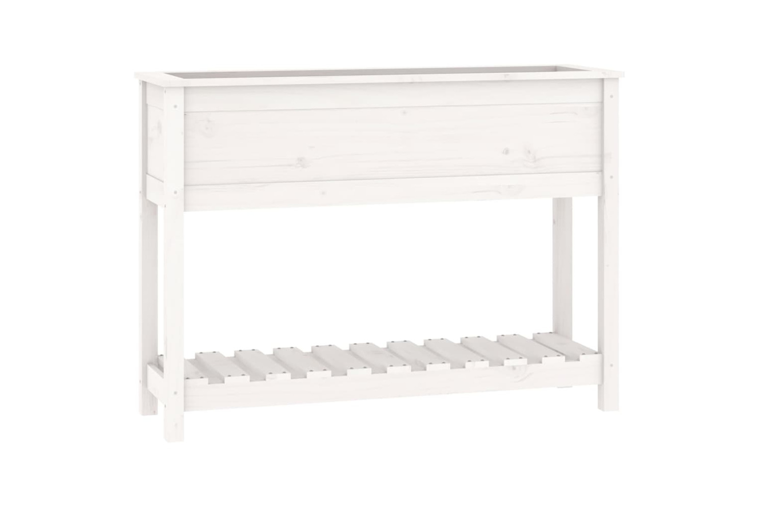 vidaXL 823767 Planter With Shelf White 111.5x34.5x81cm Solid Wood Pine