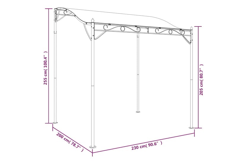 Vidaxl 362391 Canopy Cream 2x2.3 M 180 G/mâ² Fabric And Steel