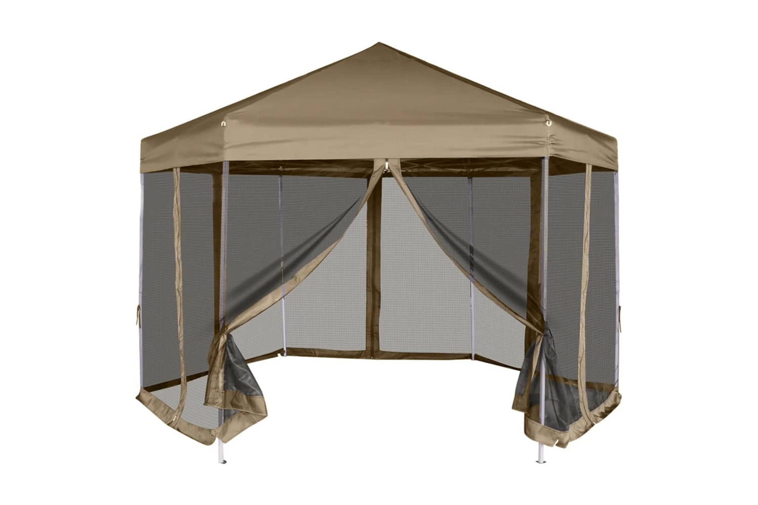 vidaXL 362013 Hexagonal Pop-up Marquee With Sidewalls 3.6x3.1 M Taupe 220g/m²
