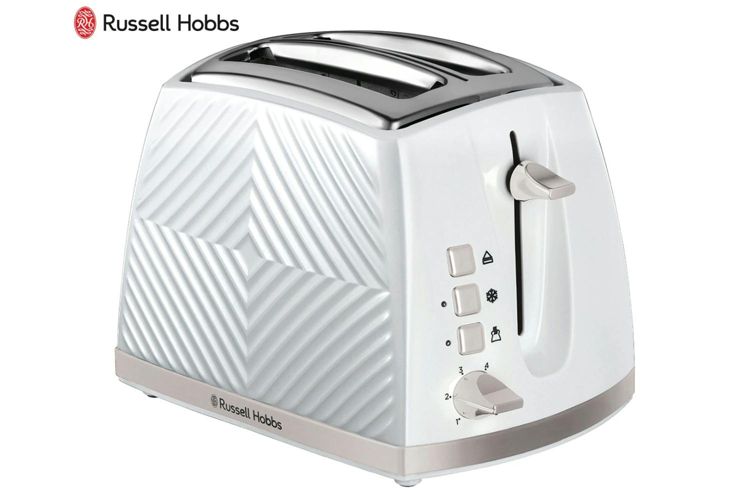 Russell Hobbs Groove 2 Slice Toaster | 26391 | White